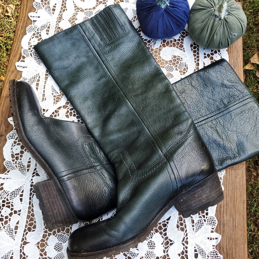 Lucky Brand| Aleid Dark Green Leather Boots